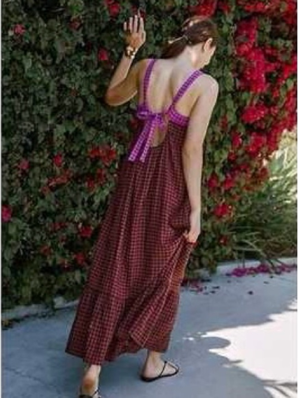 NWT ANTHROPOLOGIE SQUARE-NECK BABYDOLL RUFFLE-HEM GINGHAM BOHO DRESS SZ M - Picture 2 of 7